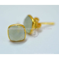 Natural Best Quality Gemstone Bezel Stud Earrings Atacado Gemstone Stud Earring Jewelry Fornecedores